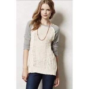 DOLAN Park Knit Sweatshirt T-shirt‎ Cable Knit Front (Anthropologie) XS Boho USA